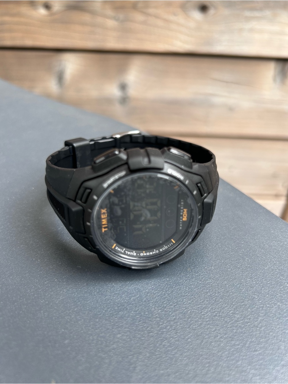 Timex Black Digital Sports Watch with Yellow Accents